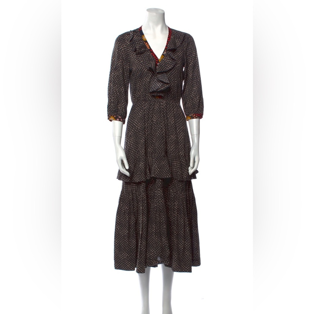 WARM Black Patterned Tiered Maxi Dress